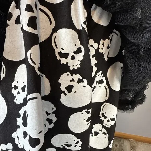 Tripp NYC Suspenders Skull Mini Skirt Size XXL Black White Tulle Ruffle Goth - Picture 4 of 11